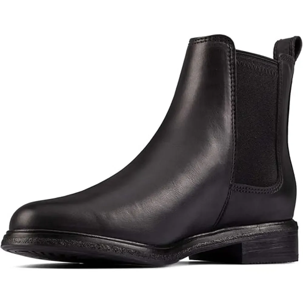 New Clarks Clarkdale Arlo Leather Boots Women's Size 5 M Black Elastic Panels